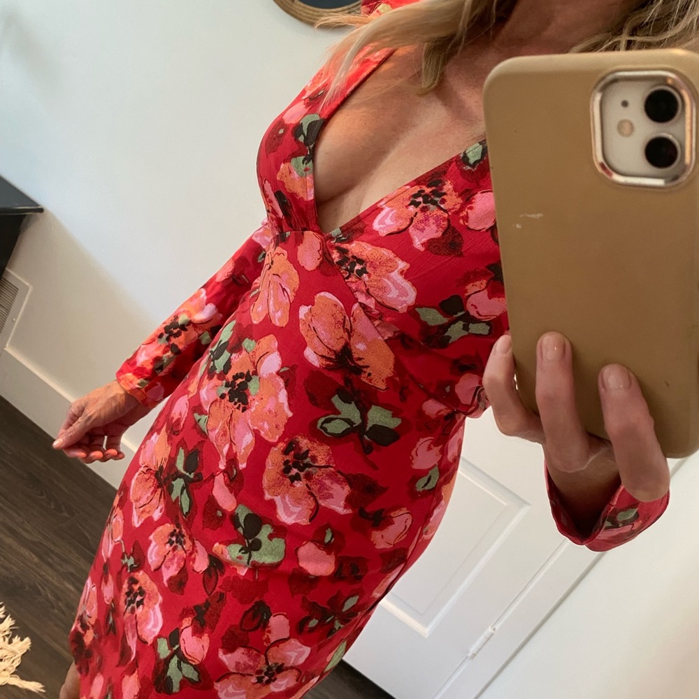 Vibrant Floral Long Sleeve Dress